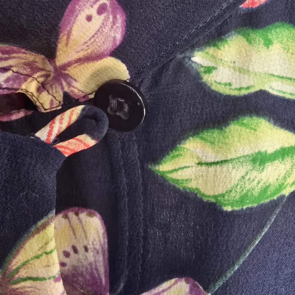 Butterfly Button Down Washable Silk Shirt - Picture 4 of 5